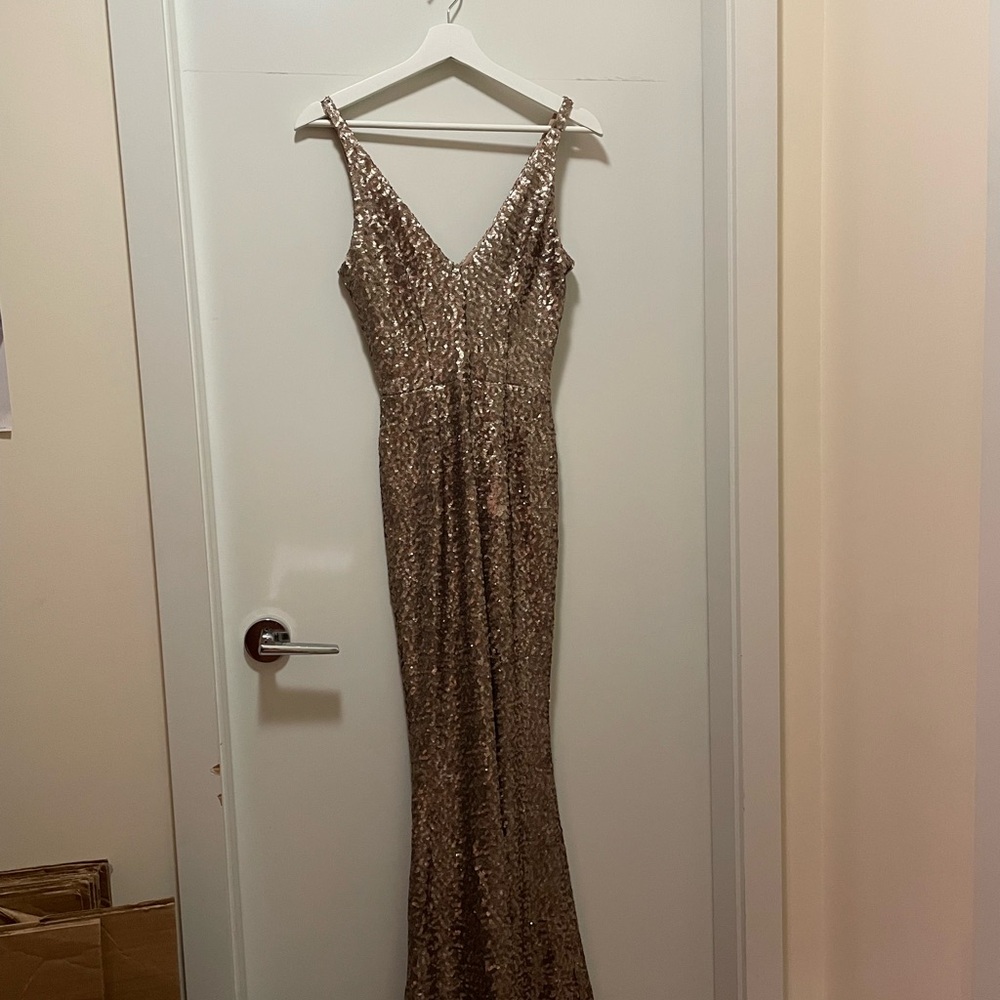 Gold Sequin Gown - Dress The Population (S)